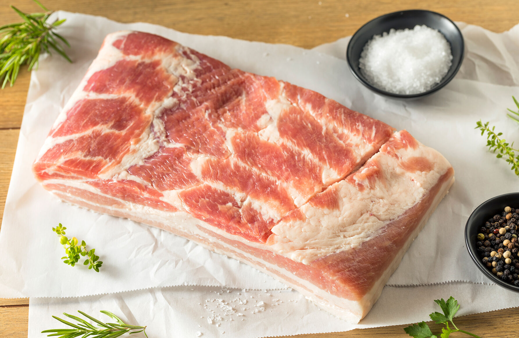Raw pork belly